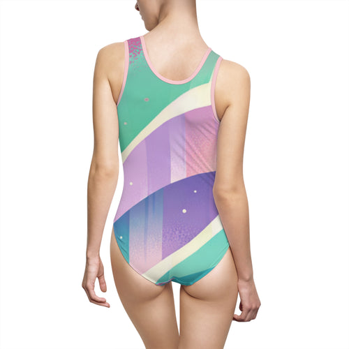 Pastel Wave One-Piece Swimsuit