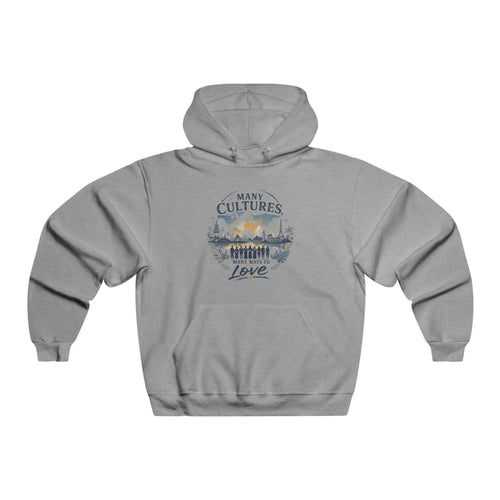 Hoodie — "Many Cultures, One Love" Vintage Travel Forest Graphic
