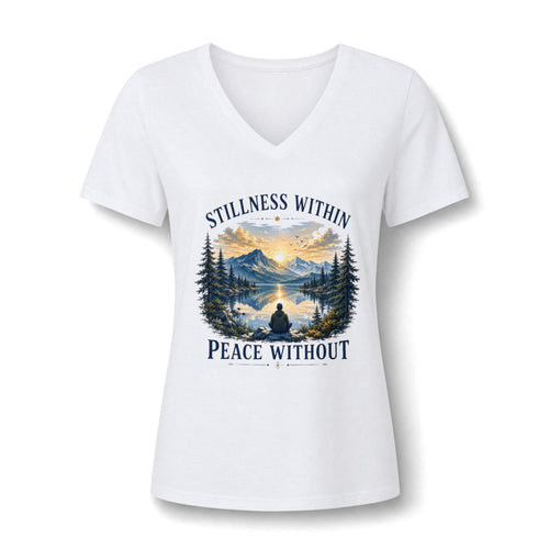 Stillness Within Graphic V-Neck Tee