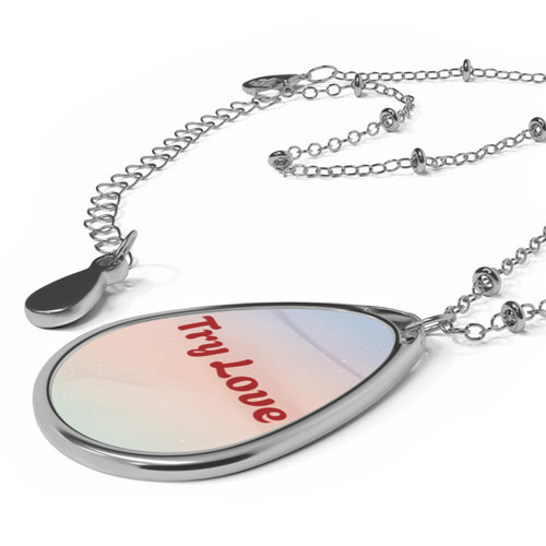 Iridescent Oval Pendant Necklace