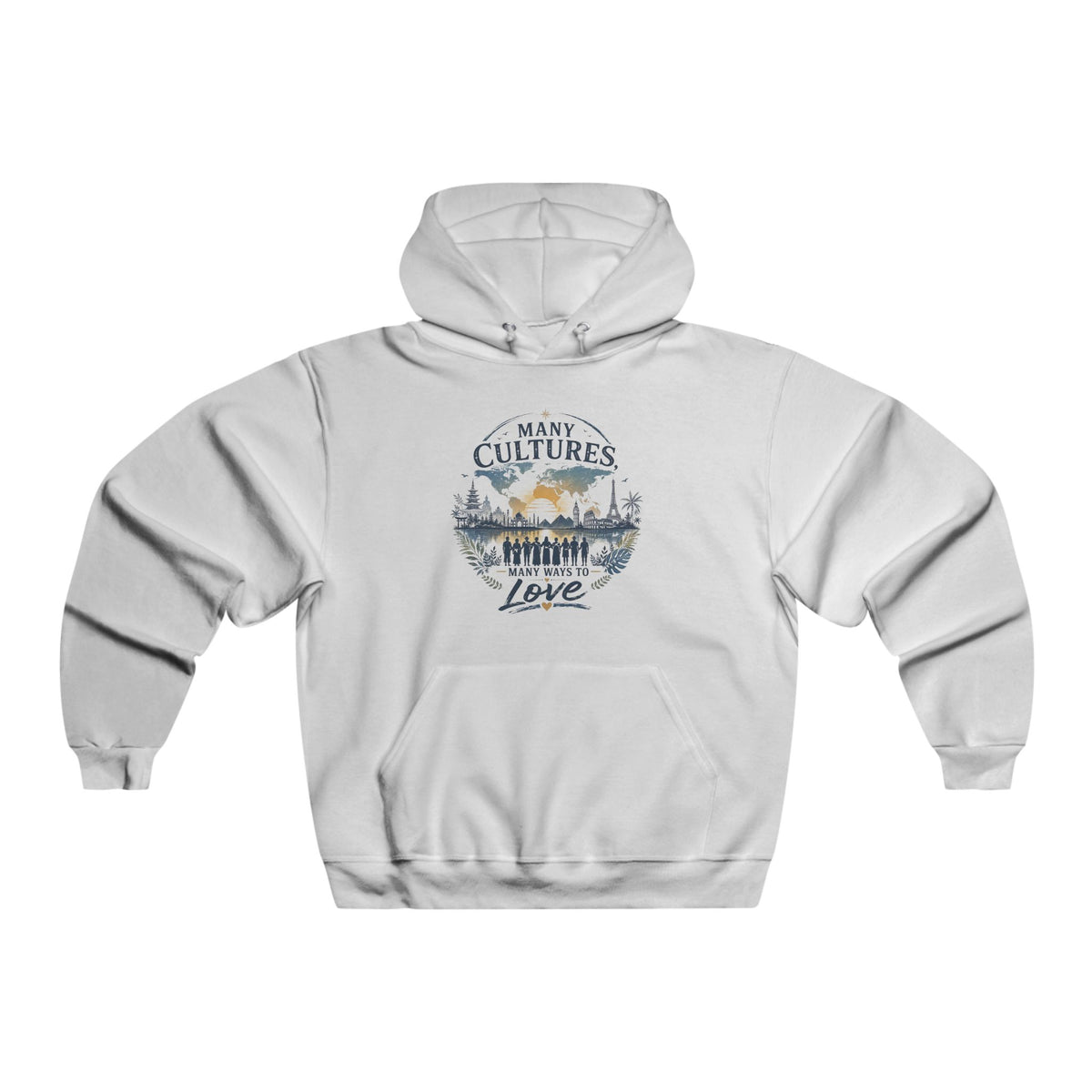 Hoodie — "Many Cultures, One Love" Vintage Travel Forest Graphic