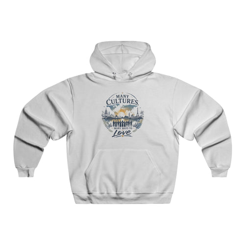 Hoodie — "Many Cultures, One Love" Vintage Travel Forest Graphic