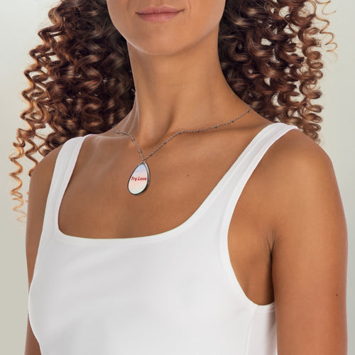 Iridescent Oval Pendant Necklace