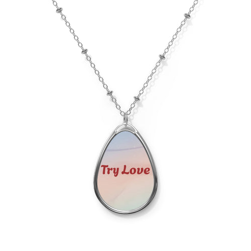 Iridescent Oval Pendant Necklace