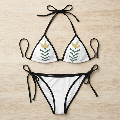 Floral Leaf Triangle Bikini   