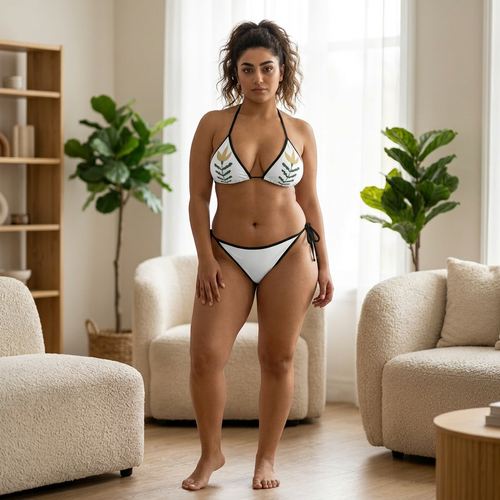 Floral Leaf Triangle Bikini   