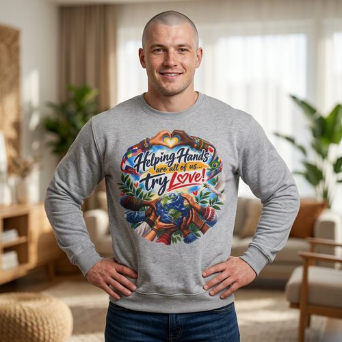 Helping Hands and All of Us Try Love Crewneck Sweatshirt