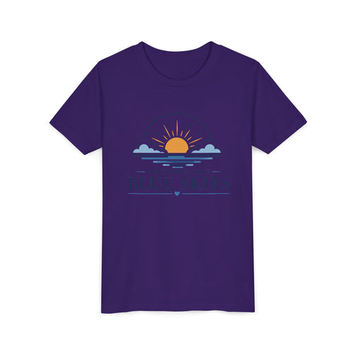 Youth Tee - "Nothing But Blue Skies" Sun & Clouds Graphic
