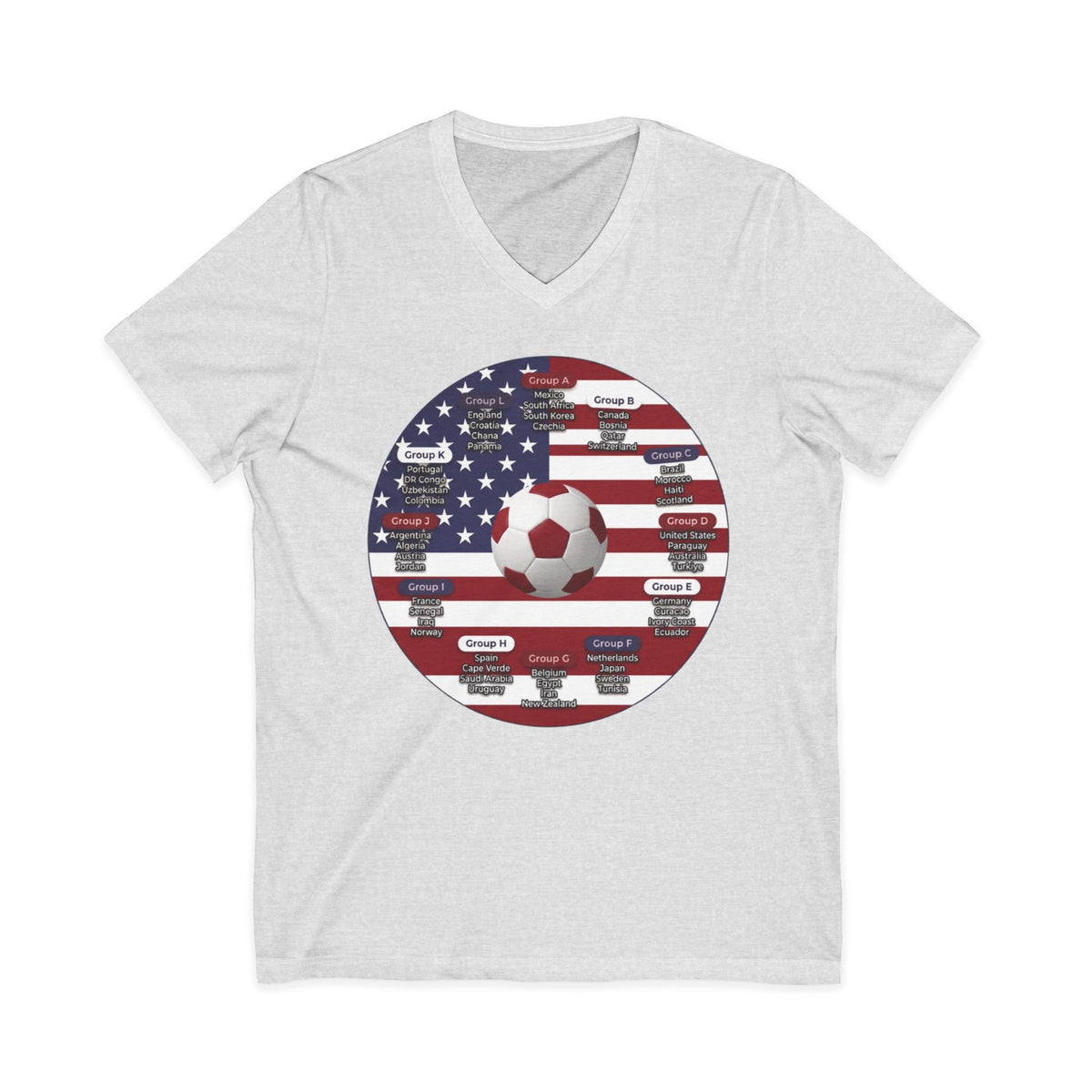 World Cup in America Soccer Flag V-Neck Tee