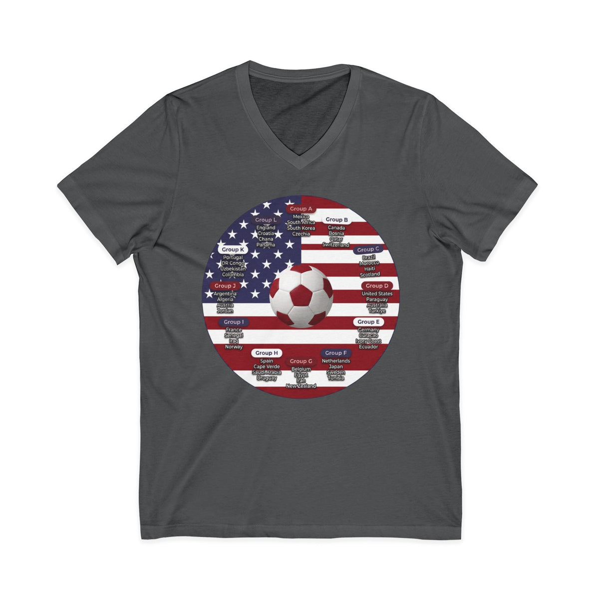 World Cup in America Soccer Flag V-Neck Tee